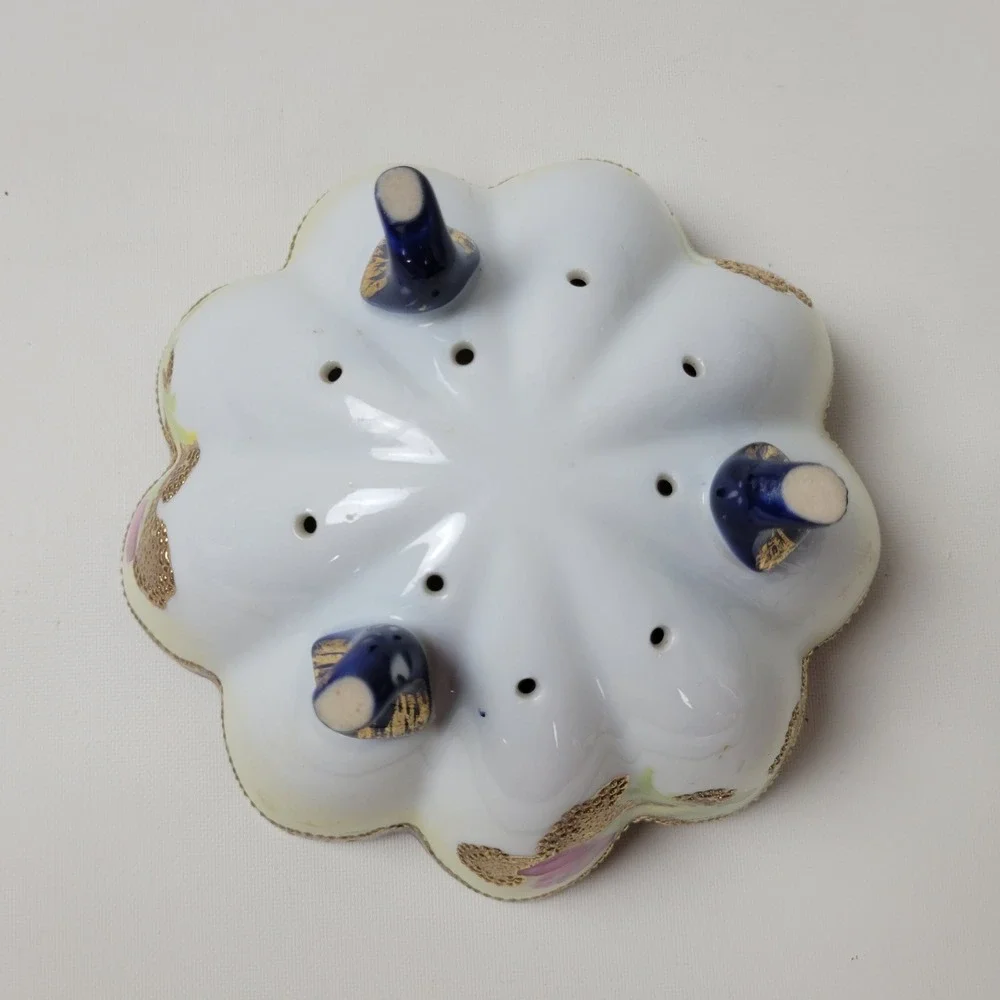 Antique Nippon Berry Strainer Bowl Cobalt Gold Moriage Hand Painted Poppies